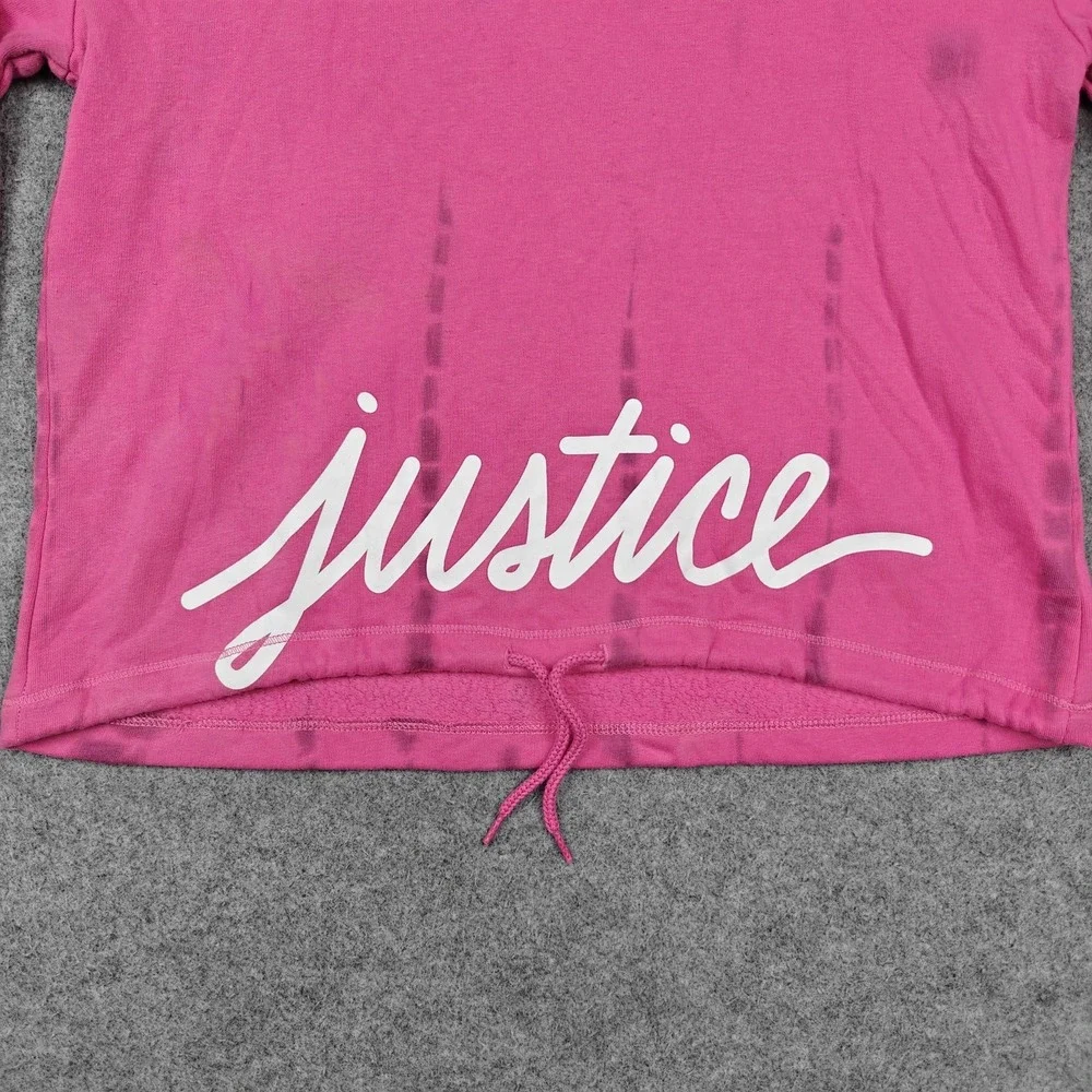 Justice Hoodie Girls 12 Pink Fleece‎ Ombre Tie Dye Logo Drawstring Hem Pullover